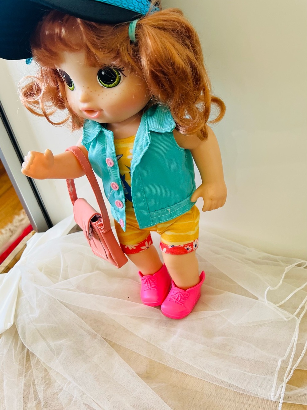 Kids Fashion Doll with Teal Vest and Pink Shoes